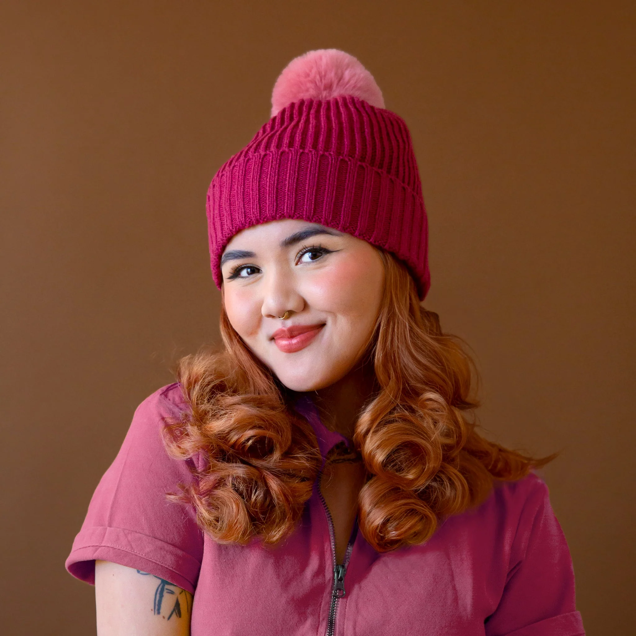 Snow Bunny Pom Hat | Wine - Image 5